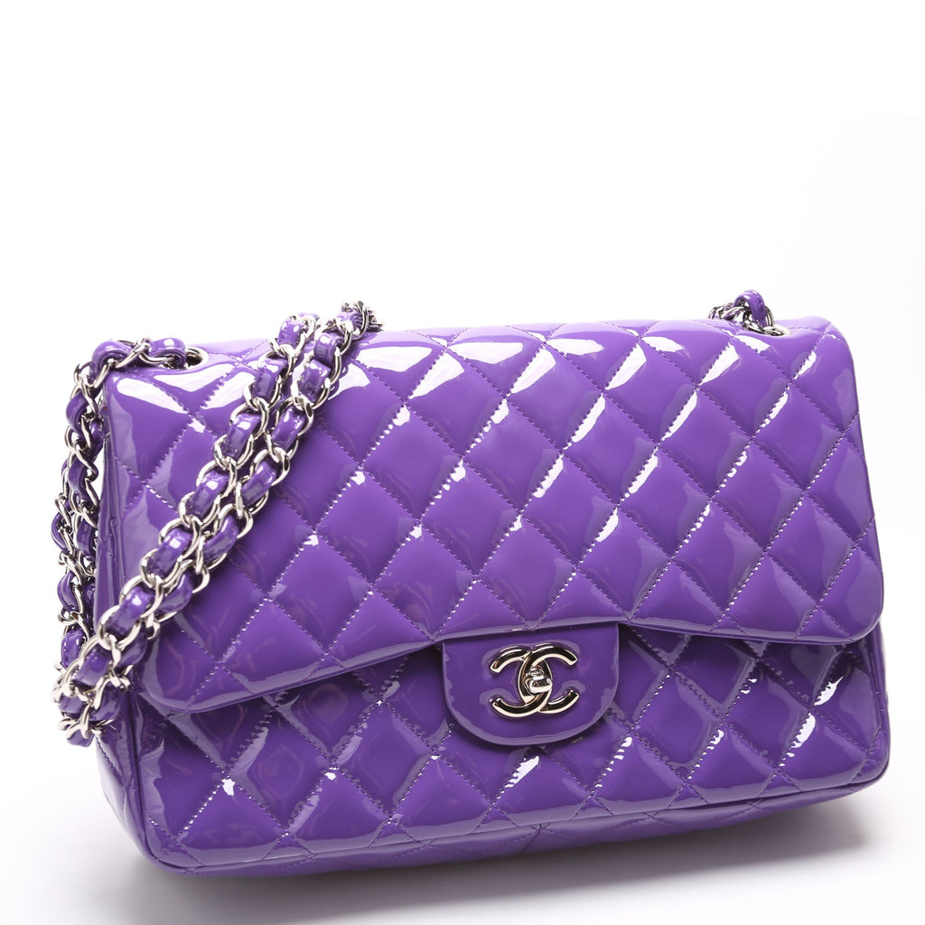 Chanel Classic Flap Jumbo Patent 21M Purple