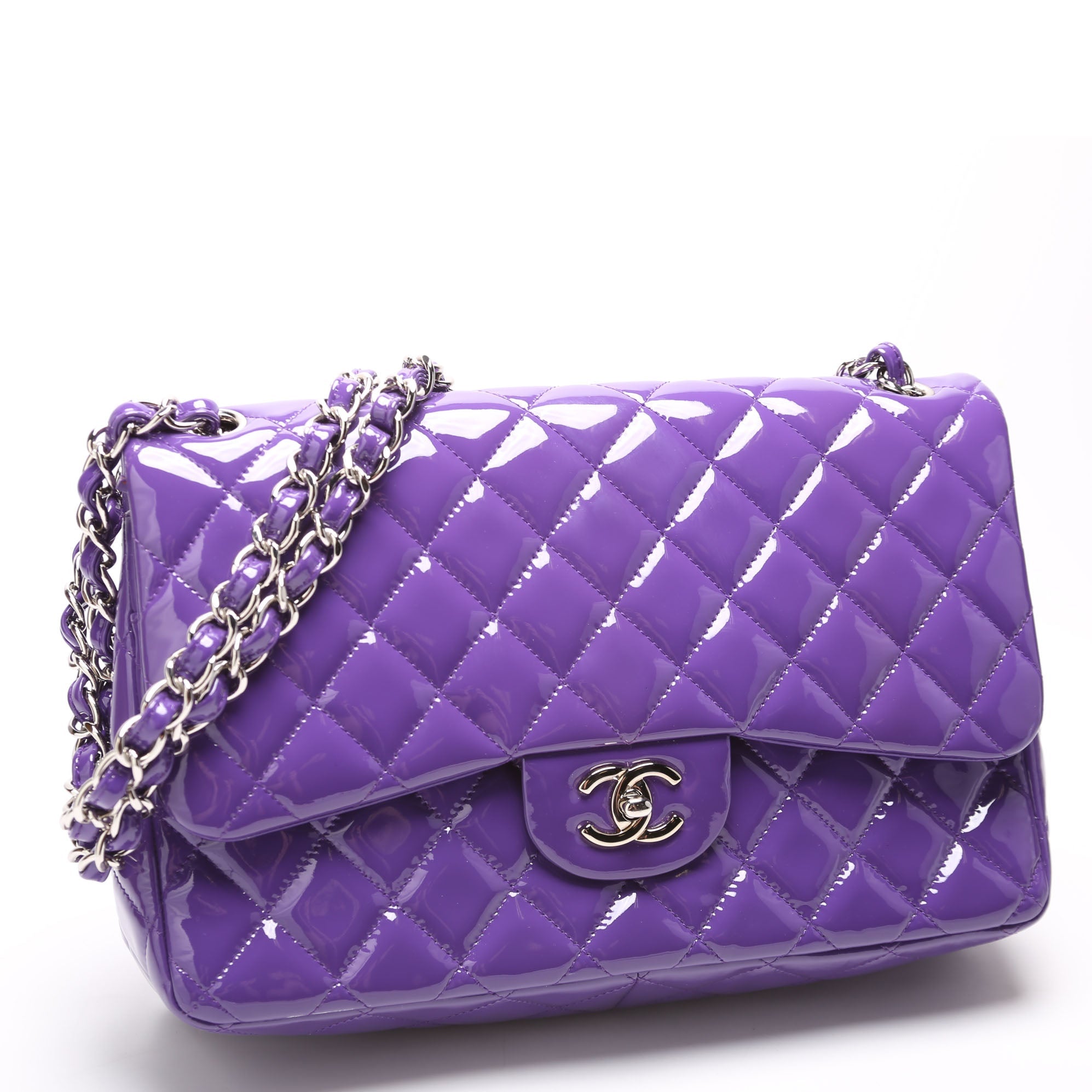 Chanel Classic Flap Jumbo Patent 21M Purple