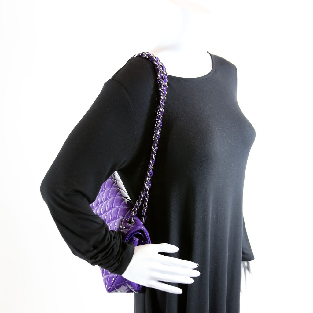 Chanel Classic Flap Jumbo Patent 21M Purple