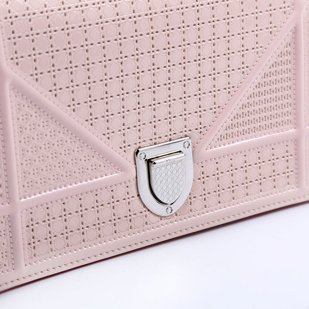 Christian Dior Diorama Patent Micro-Cannage Pink