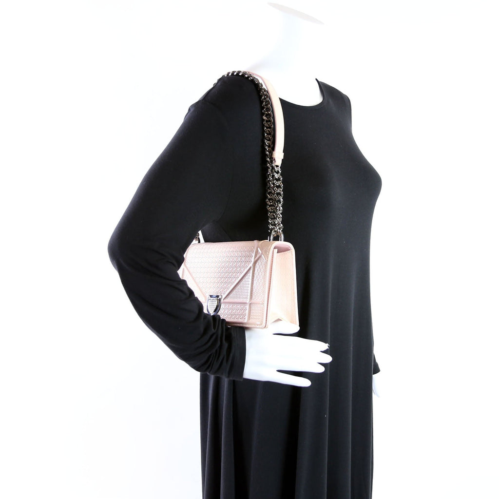 Christian Dior Diorama Patent Micro-Cannage Pink