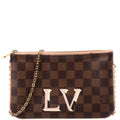 Louis Vuitton Double Zip Pochette Damier Ebene Pink
