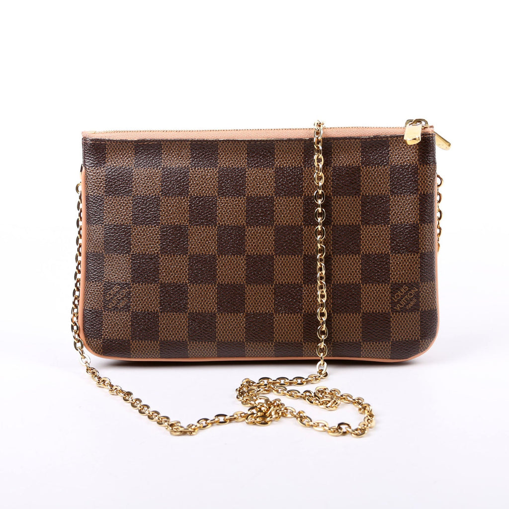 Louis Vuitton Double Zip Pochette Damier Ebene Pink
