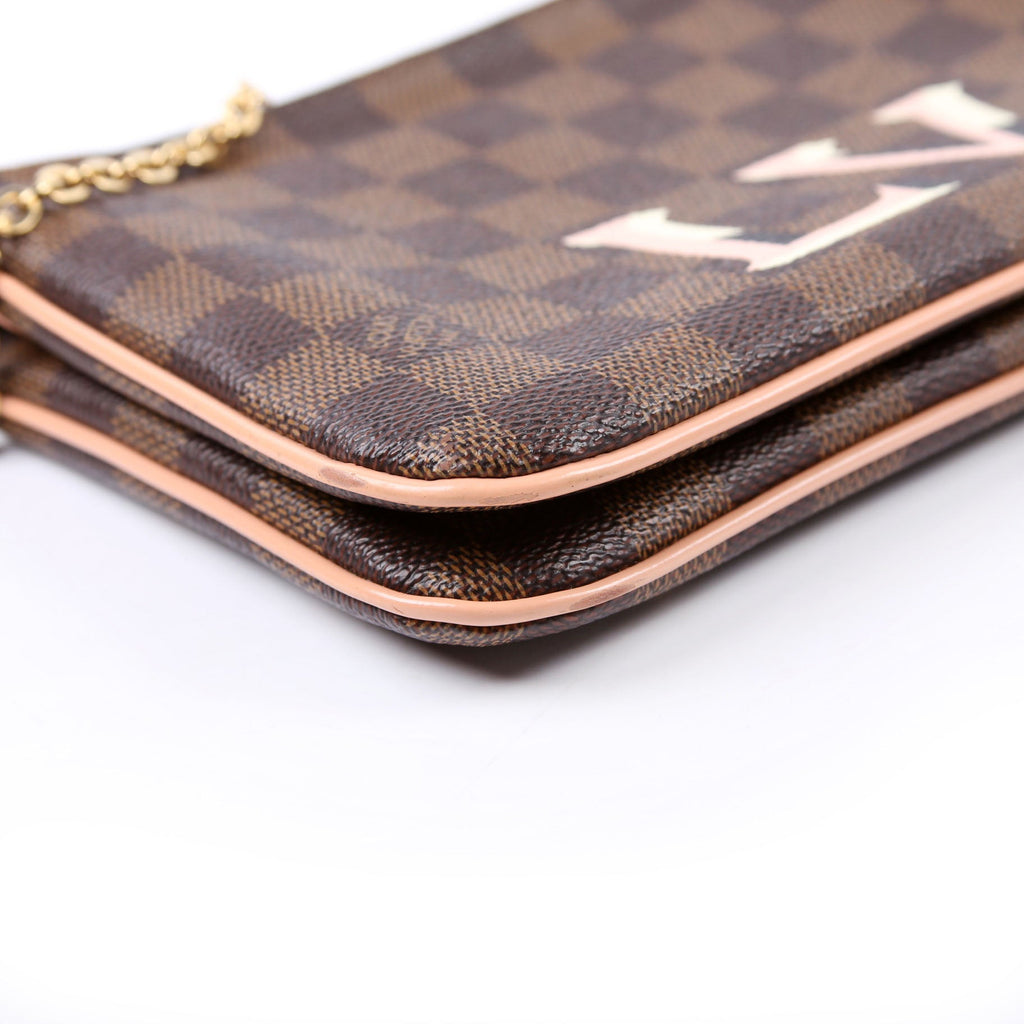 Louis Vuitton Double Zip Pochette Damier Ebene Pink