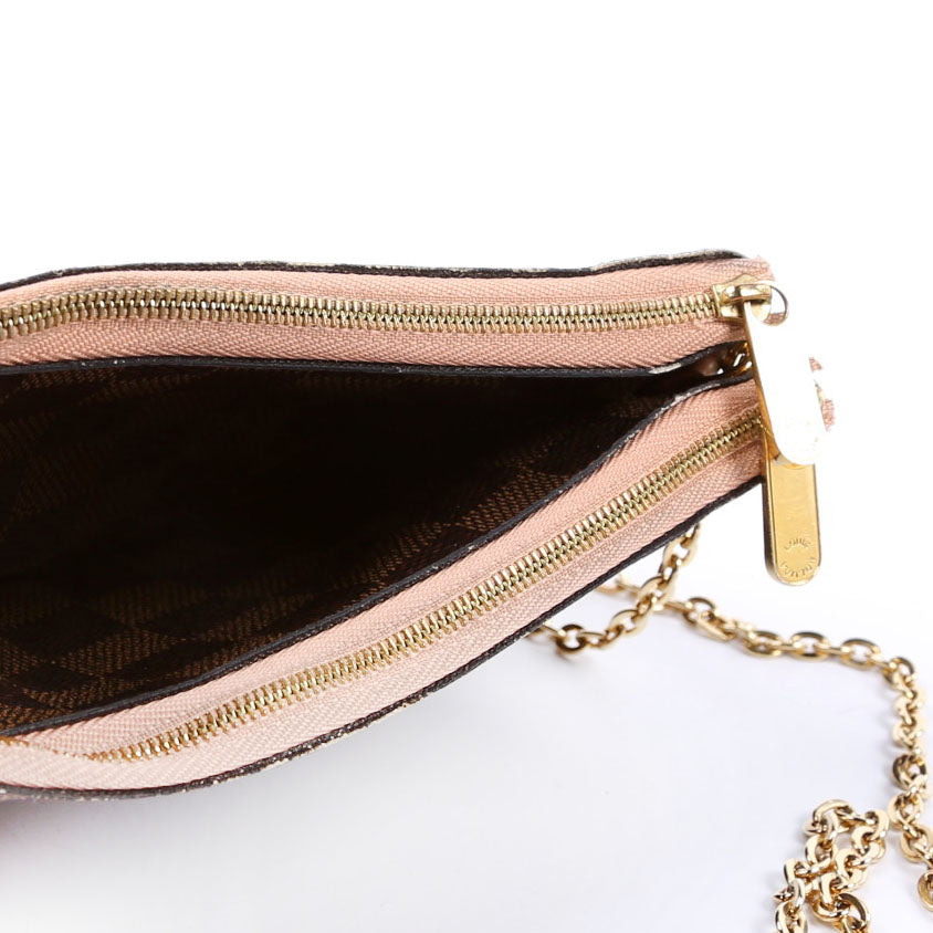 Louis Vuitton Double Zip Pochette Damier Ebene Pink