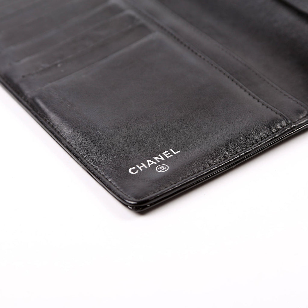 Chanel Timless CC Camellia Flower Pallet Patent Yen Wallet 12M Black/Multicolor