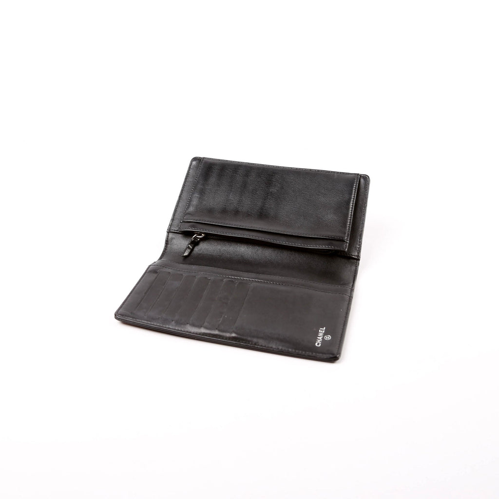 Chanel Timless CC Camellia Flower Pallet Patent Yen Wallet 12M Black/Multicolor