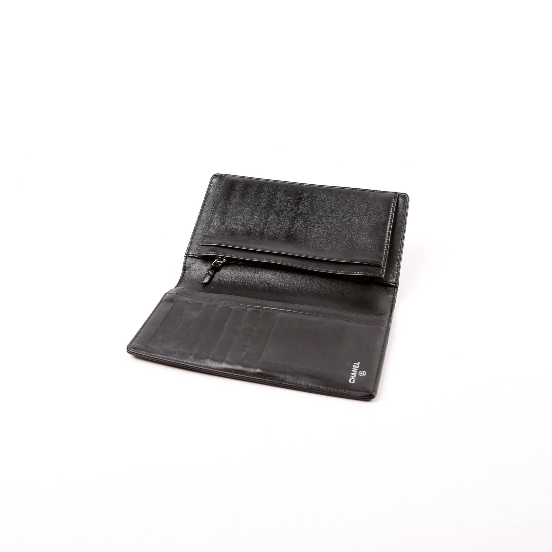 Chanel Timless CC Camellia Flower Pallet Patent Yen Wallet 12M Black/Multicolor