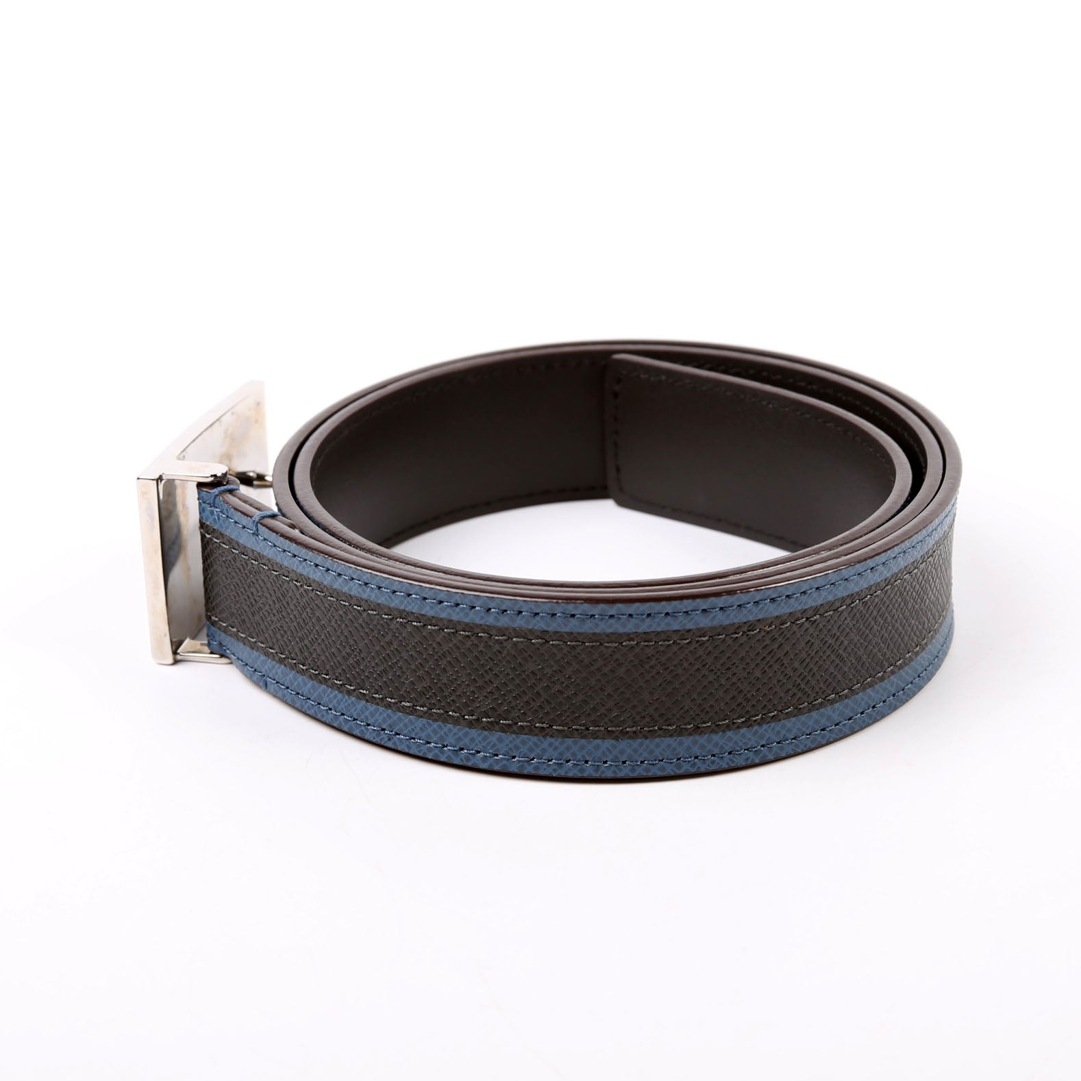 Louis Vuitton Taiga 35MM Metropole Belt Size 95/38 Black/Blue
