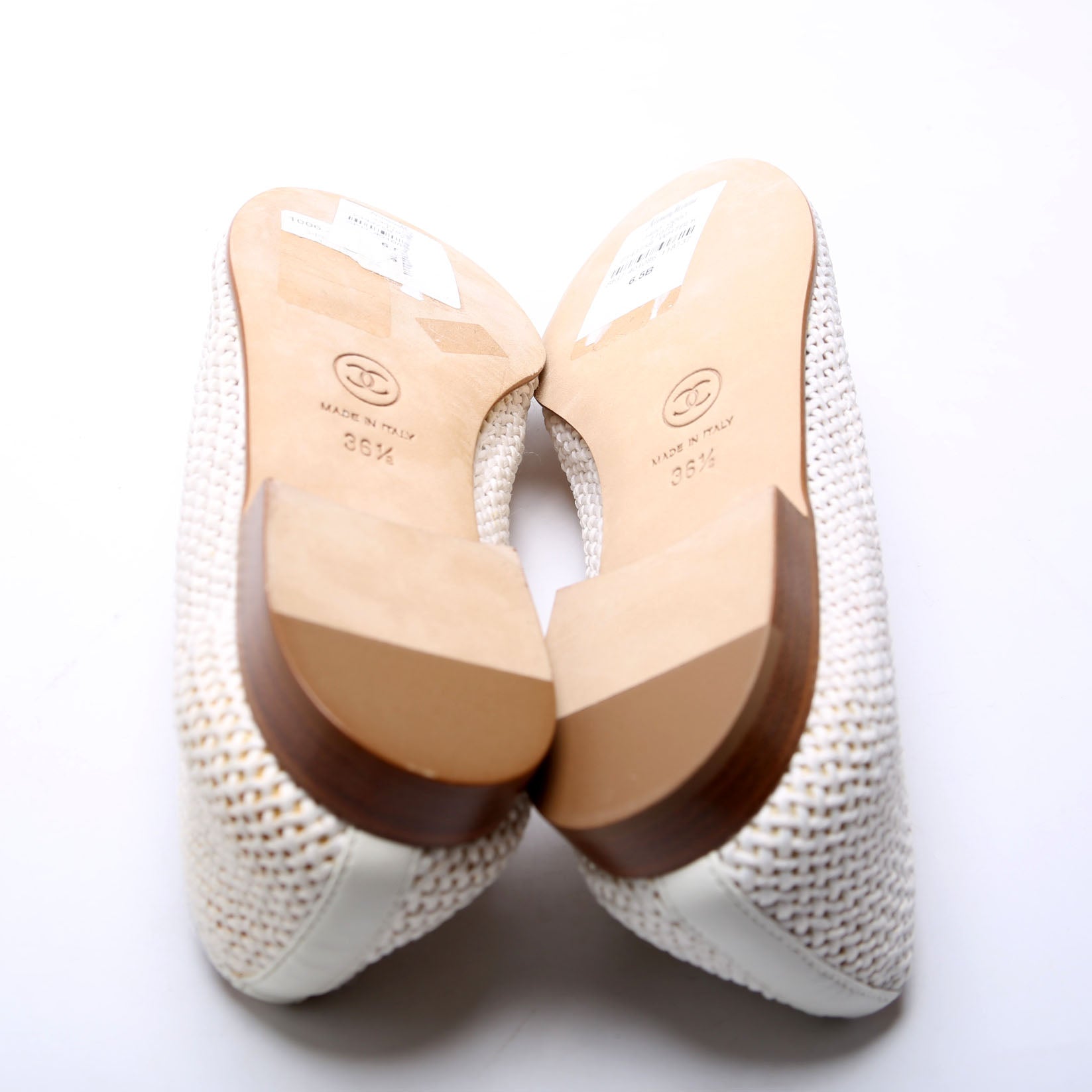 Chanel Crochet Cap Toe Ballet Flats Size 36.5 White/Black