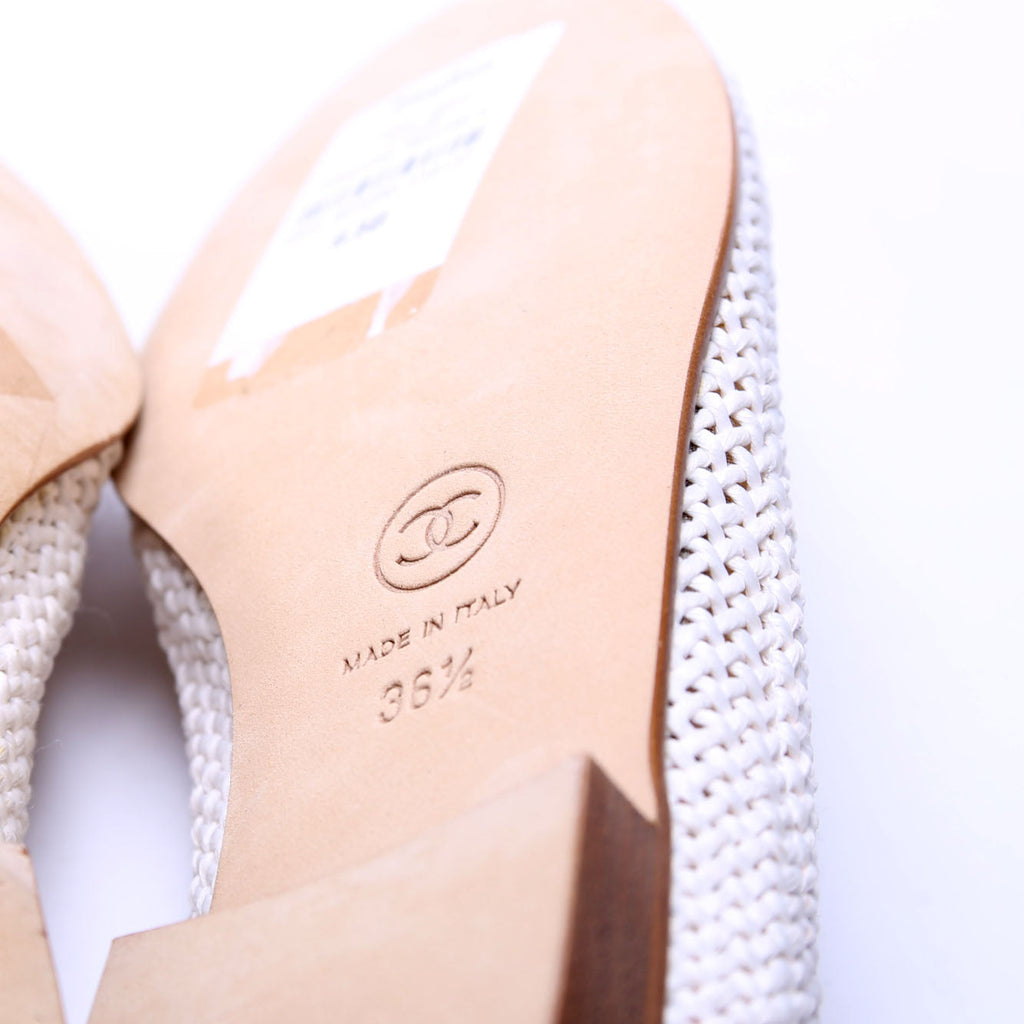 Chanel Crochet Cap Toe Ballet Flats Size 36.5 White/Black