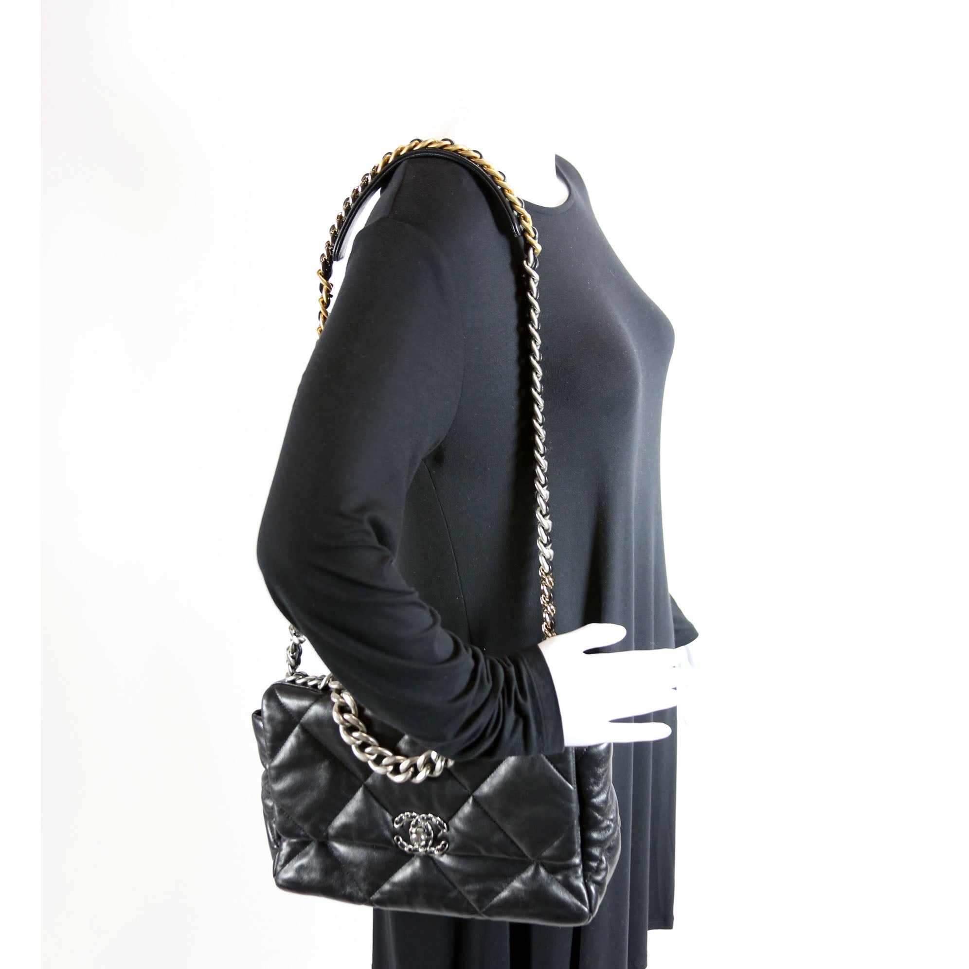 Chanel Quilted Goatskin 19 Large Flap RFID Black
