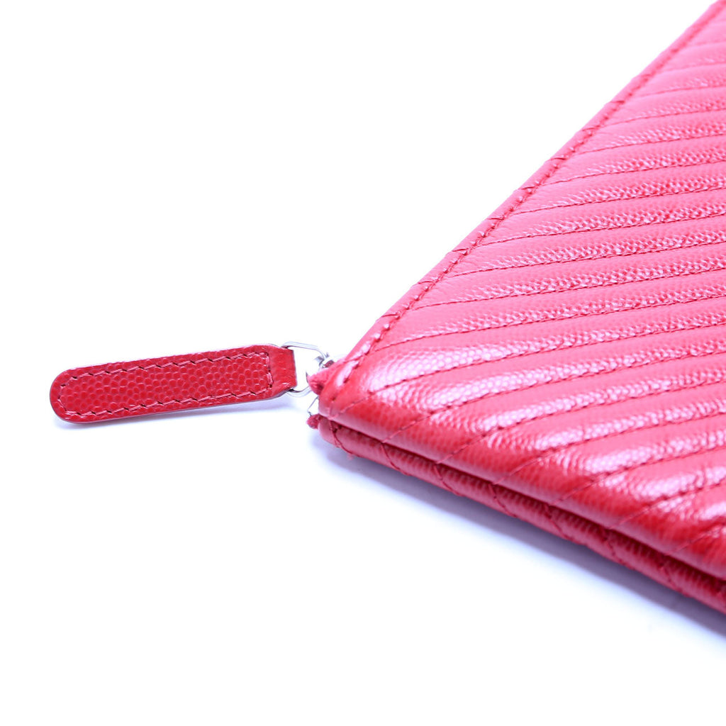 Chanel O Case Medium Caviar Chevron Red