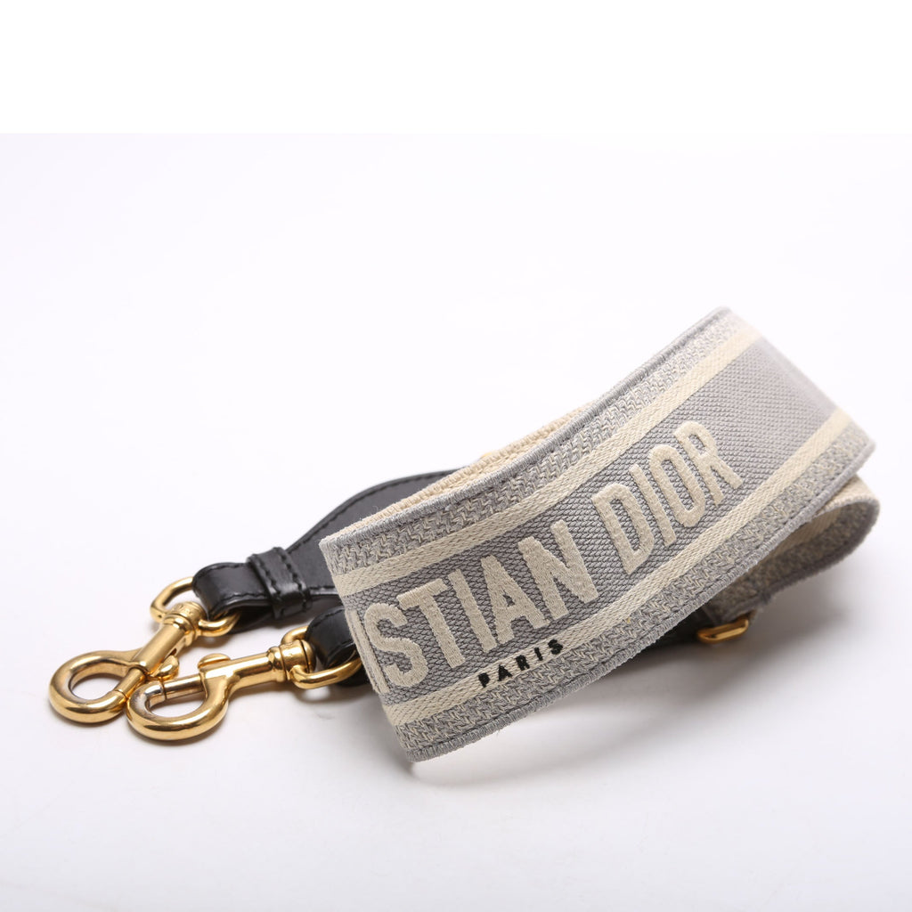 Christian Dior Logo Wide Non-Adjustable Srap Grey/Beige