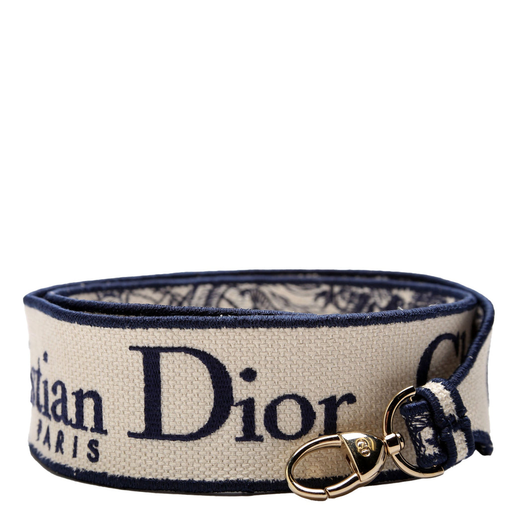 Christian Dior Logo Wide Non-Adjustable Srap Blue/White