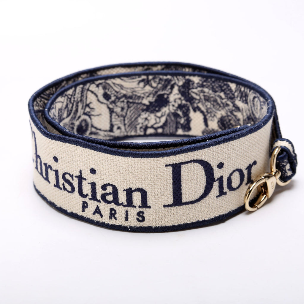 Christian Dior Logo Wide Non-Adjustable Srap Blue/White