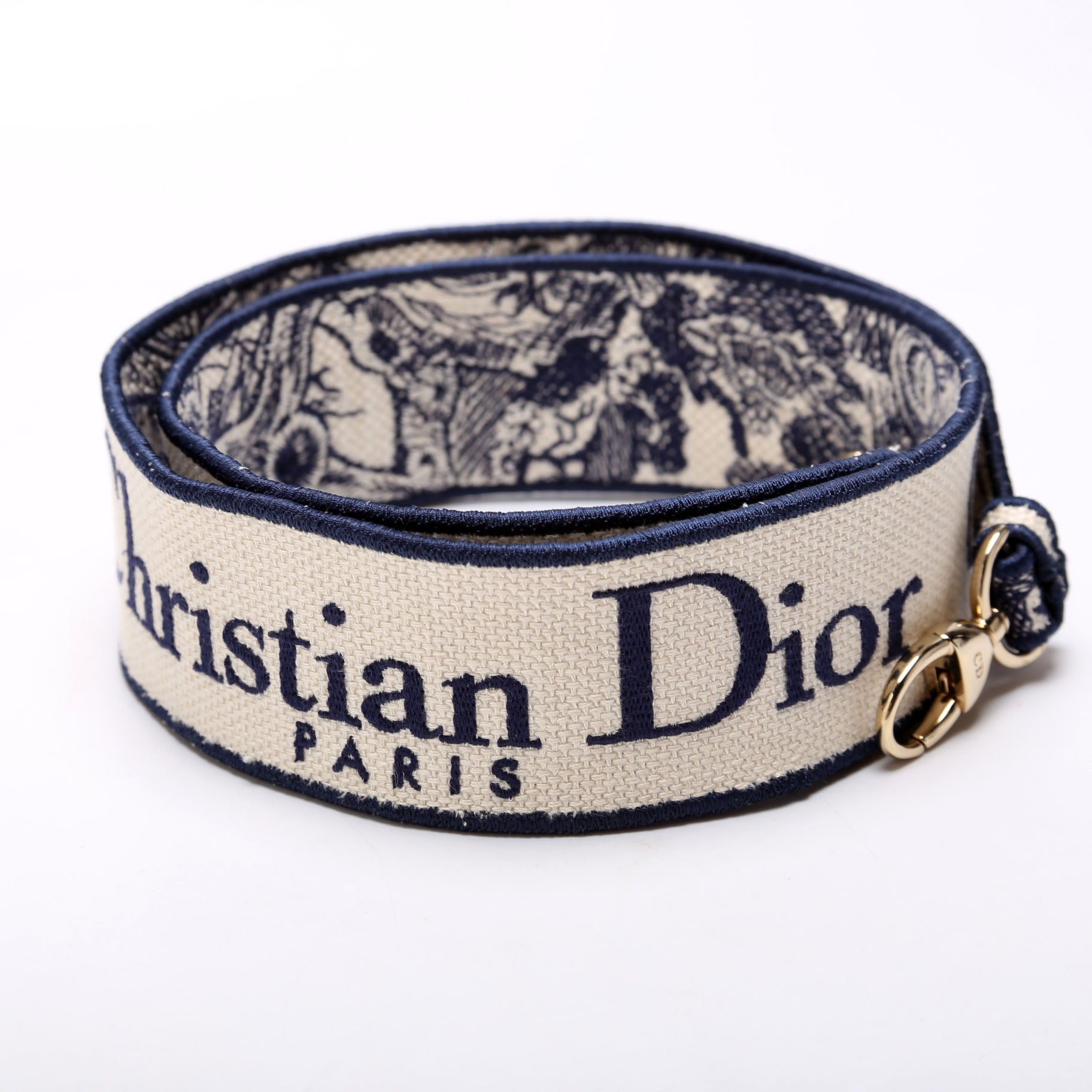 Christian Dior Logo Wide Non-Adjustable Srap Blue/White