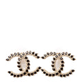 Chanel Crystal CC Stud Earrings Gold/Black