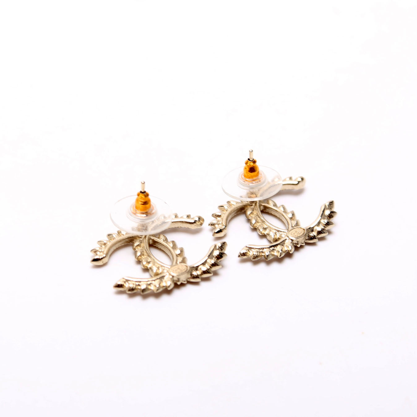 Chanel Crystal CC Stud Earrings Gold/Black