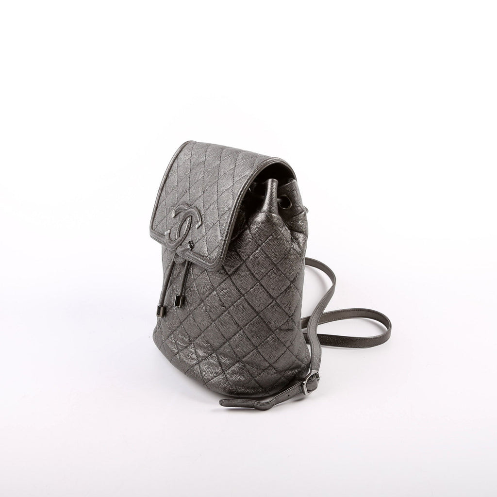 Chanel CC Filigree Backpack Metallic Caviar 26M