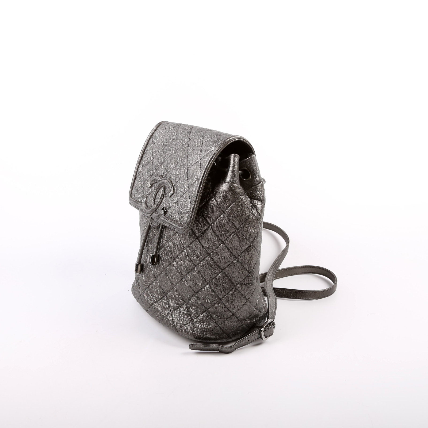 Chanel CC Filigree Backpack Metallic Caviar 26M