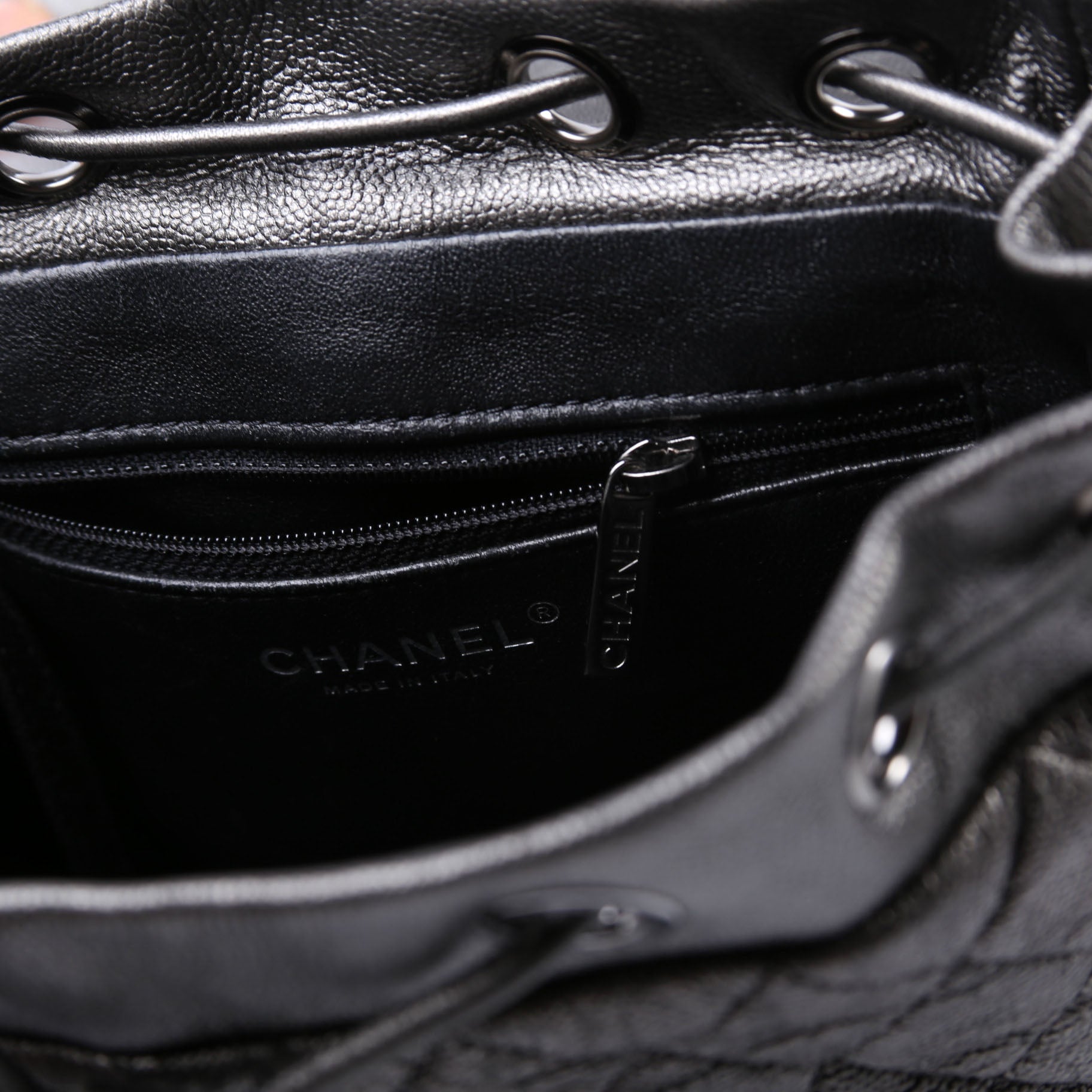 Chanel CC Filigree Backpack Metallic Caviar 26M