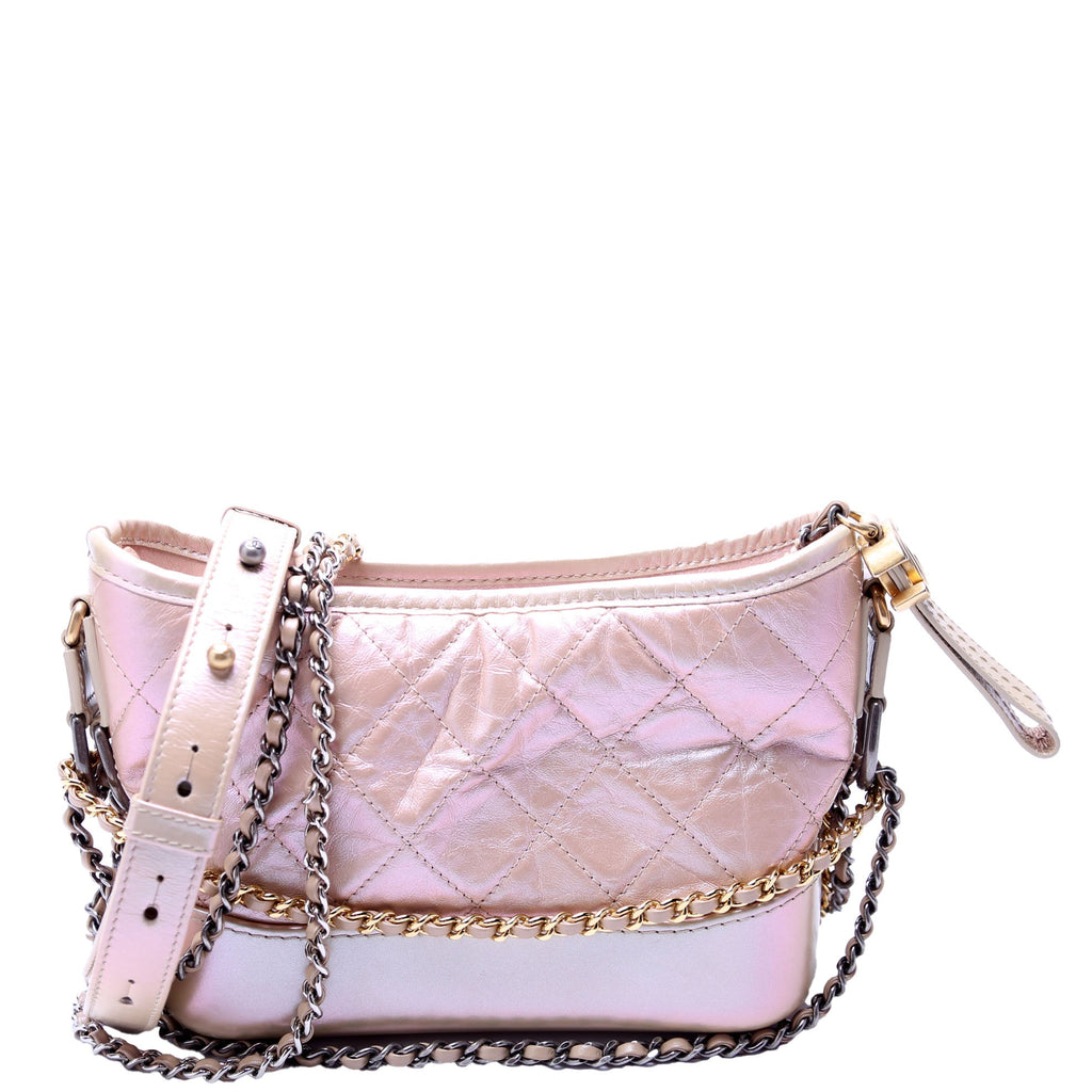 Chanel Gabrielle Hobo Small Calfskin Iridescent 25M Tan/Pink