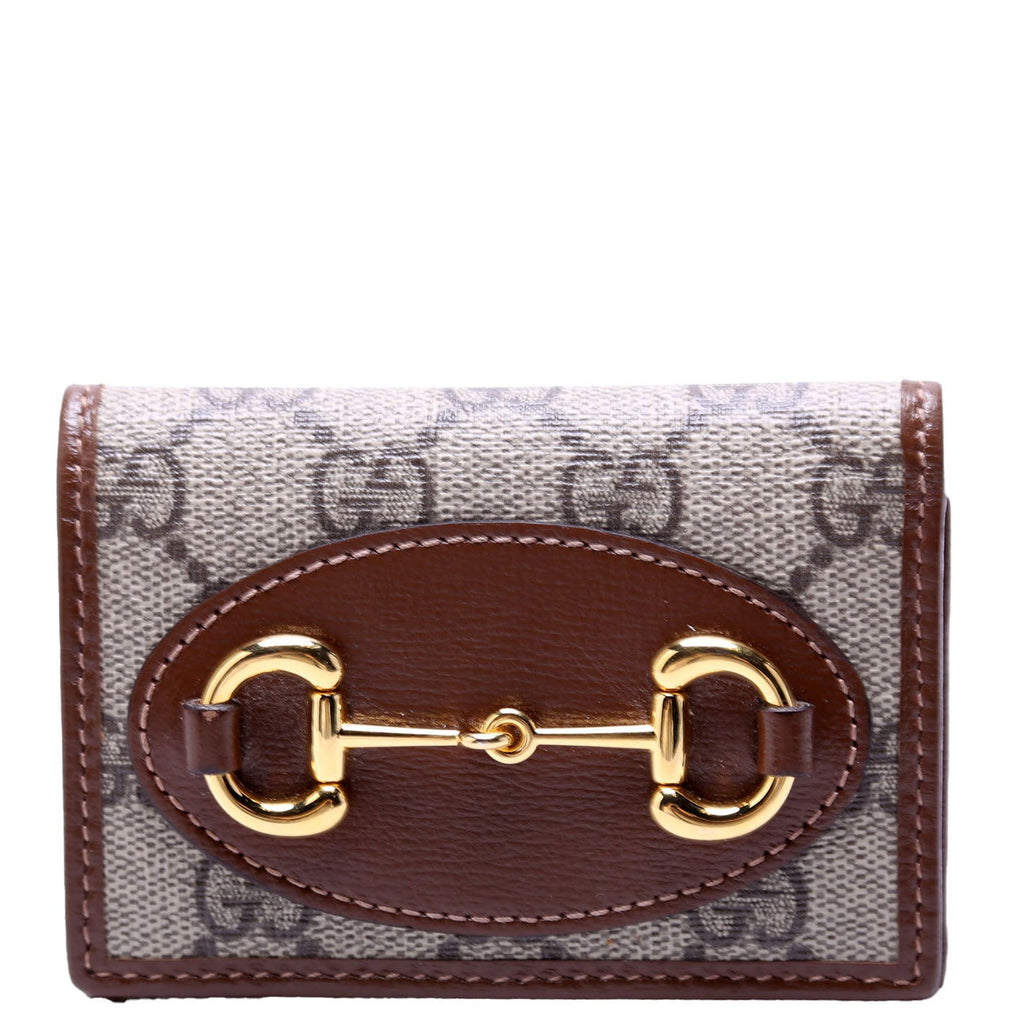 Gucci 621887 Horsebit 1955 GG Supreme Card Case Brown