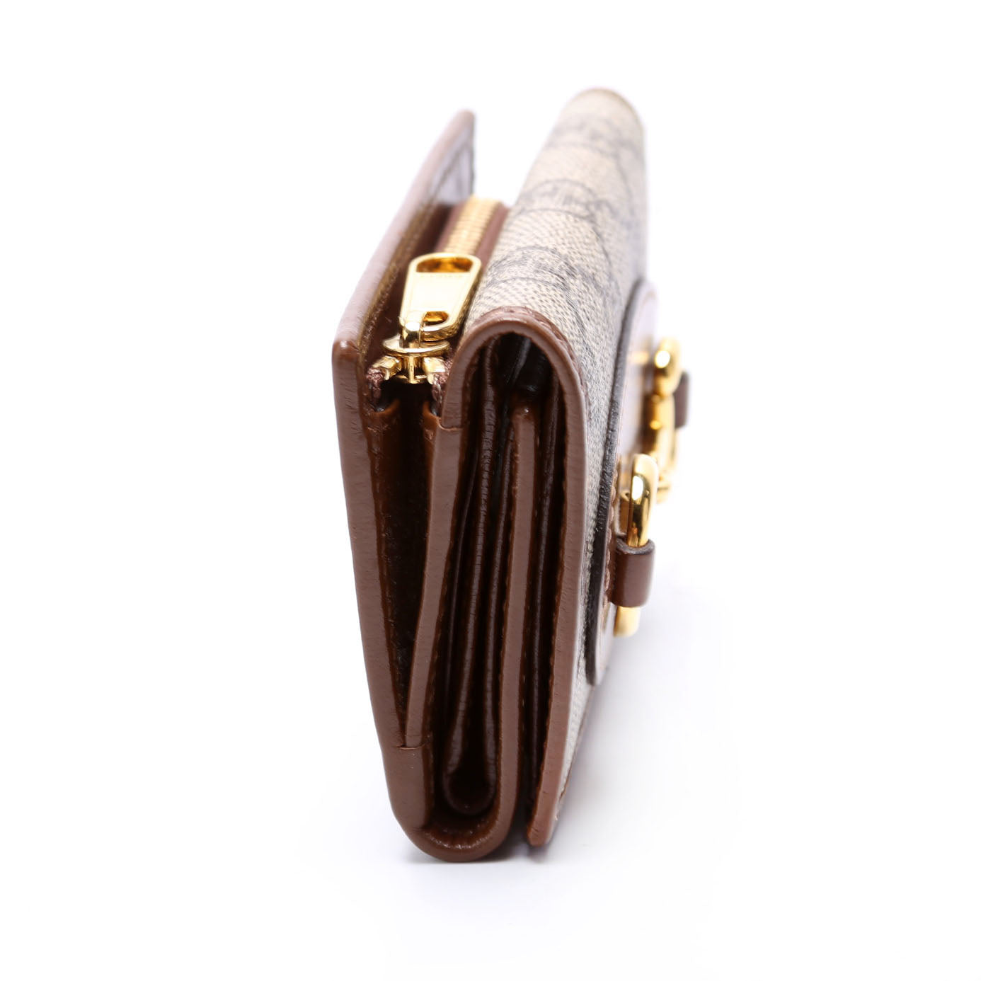 Gucci 621887 Horsebit 1955 GG Supreme Card Case Brown