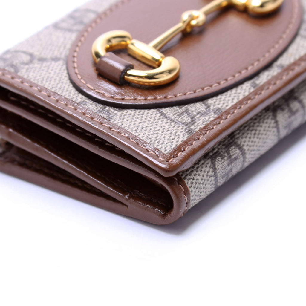 Gucci 621887 Horsebit 1955 GG Supreme Card Case Brown