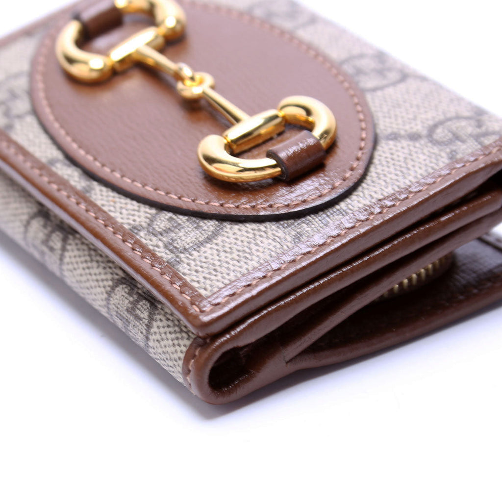 Gucci 621887 Horsebit 1955 GG Supreme Card Case Brown