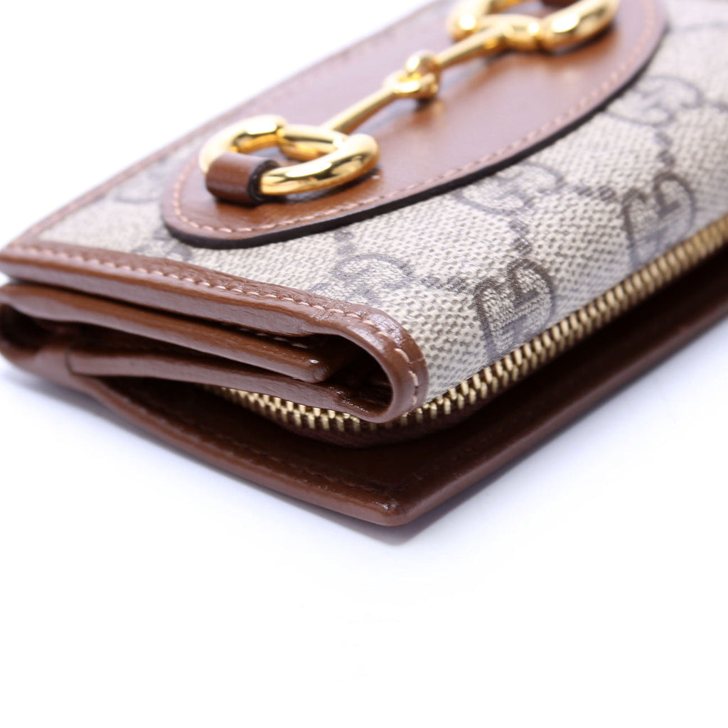 Gucci 621887 Horsebit 1955 GG Supreme Card Case Brown