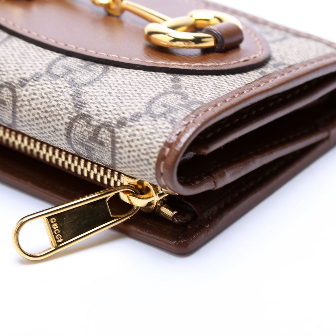 Gucci 621887 Horsebit 1955 GG Supreme Card Case Brown