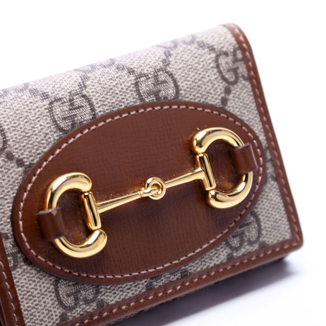 Gucci 621887 Horsebit 1955 GG Supreme Card Case Brown