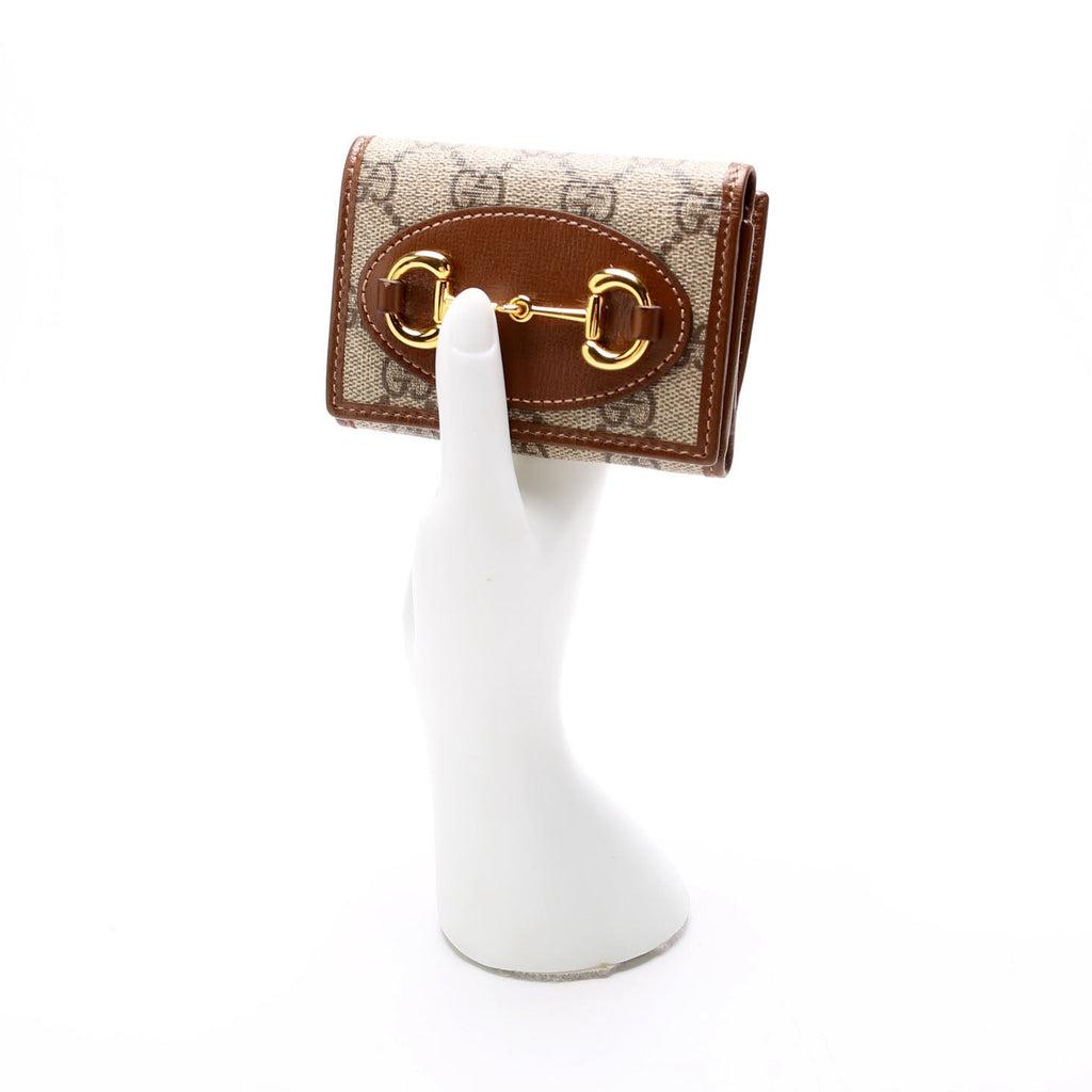Gucci 621887 Horsebit 1955 GG Supreme Card Case Brown