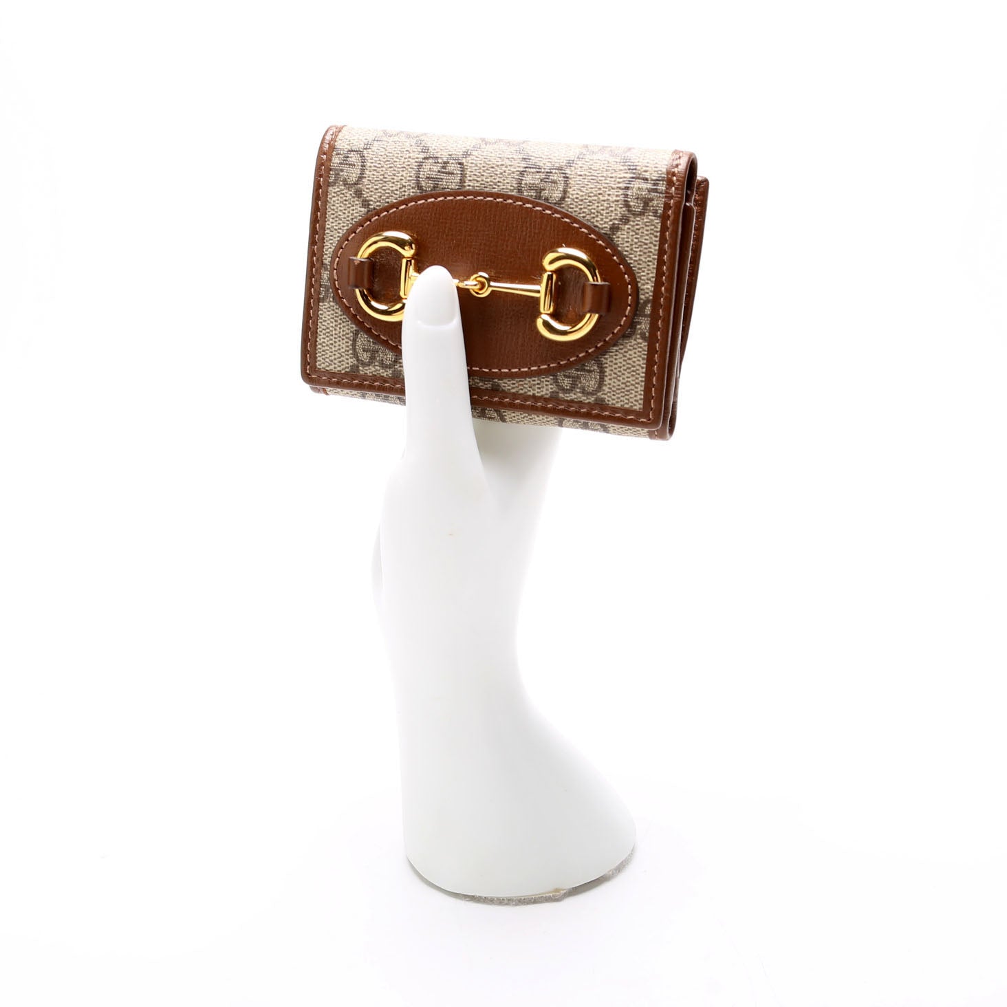 Gucci 621887 Horsebit 1955 GG Supreme Card Case Brown