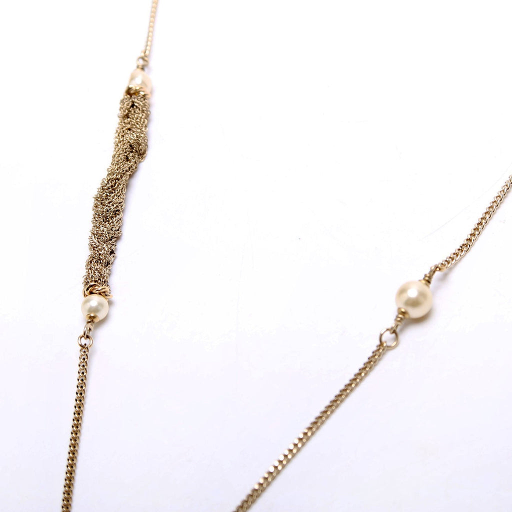 Chanel CC Pendant Pearl/Braided Chain Gold