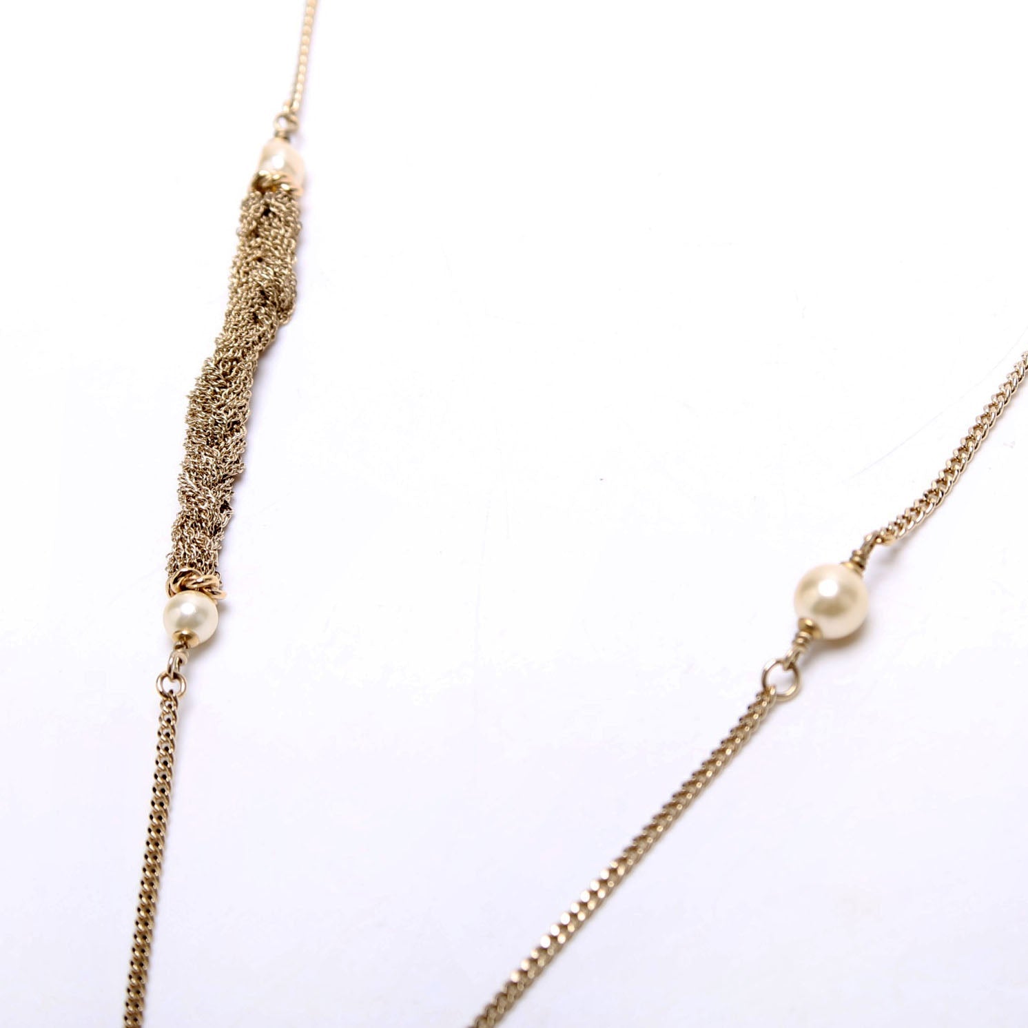 Chanel CC Pendant Pearl/Braided Chain Gold