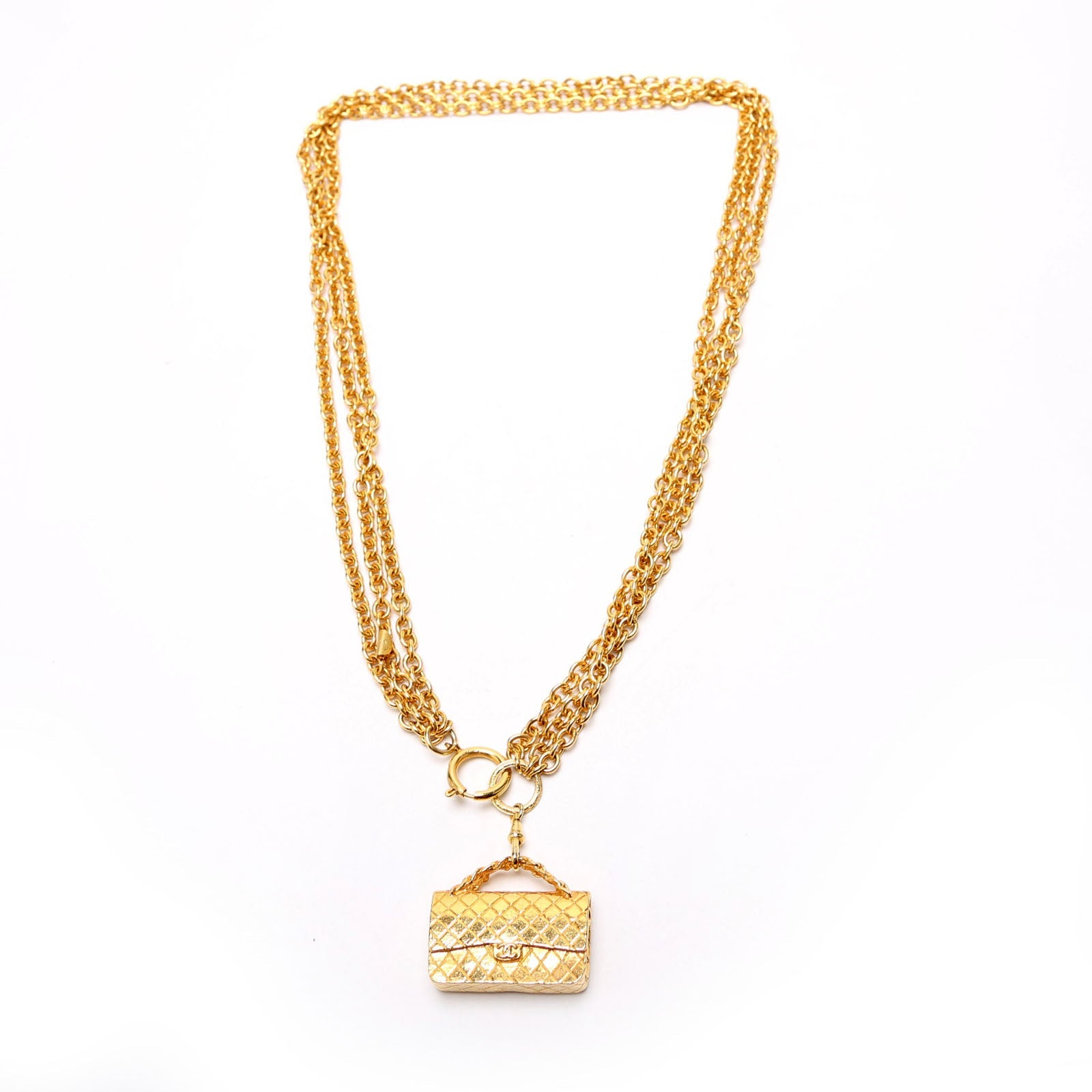 Chanel Classic Flap Charm Waist Chain Belt Size 70/28 Gold