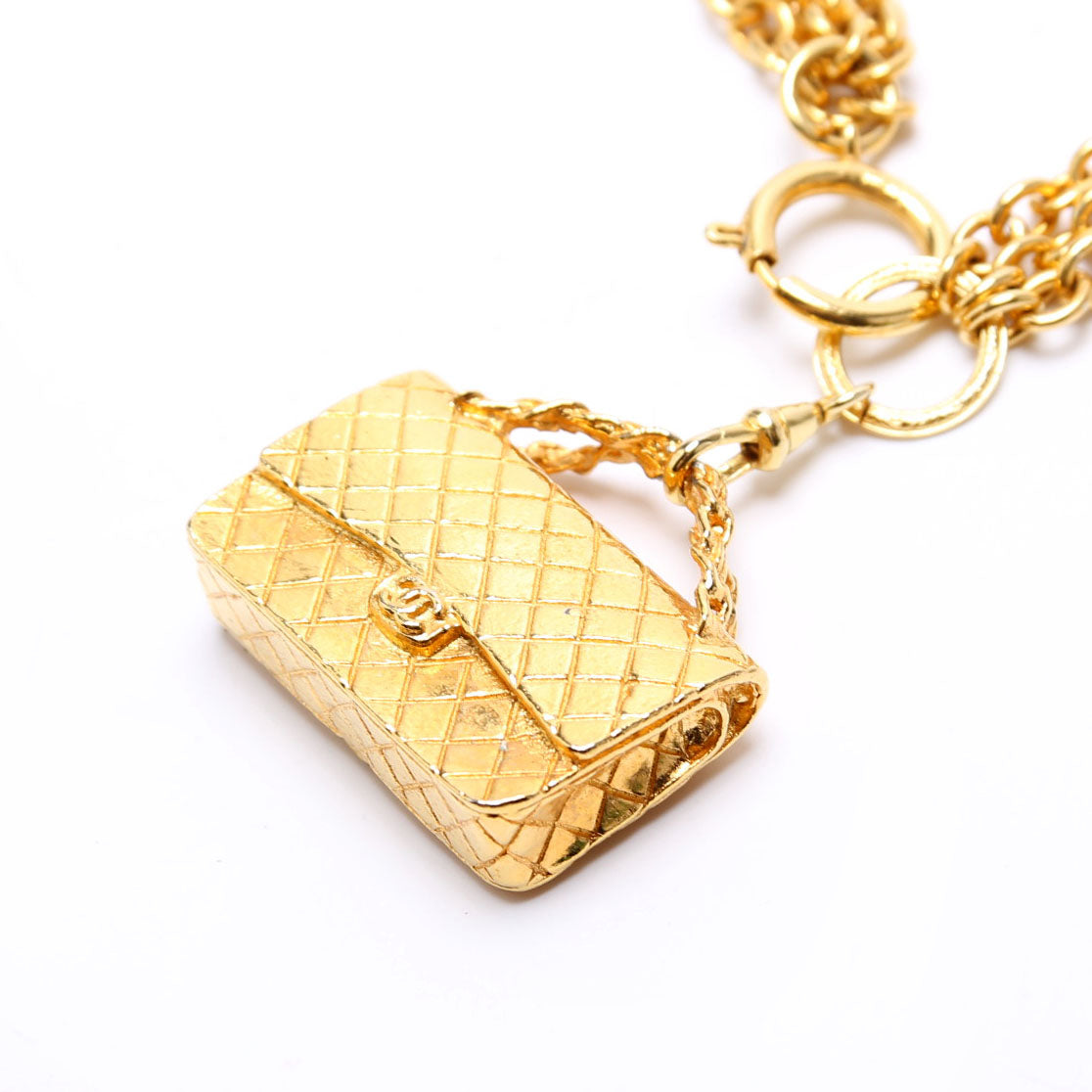 Chanel Classic Flap Charm Waist Chain Belt Size 70/28 Gold