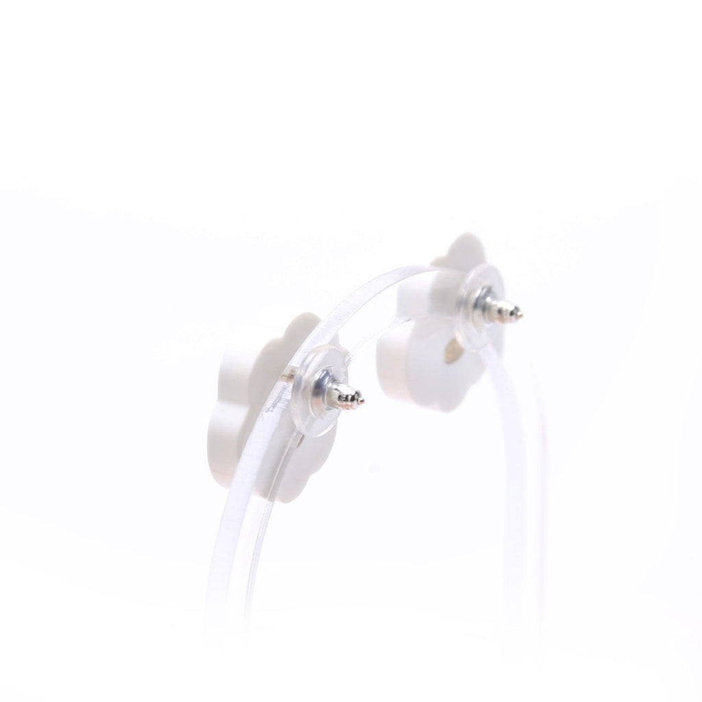 Chanel Camellia Flower Resin Earrings Black/White