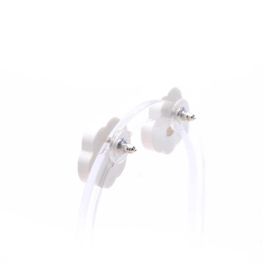 Chanel Camellia Flower Resin Earrings Black/White