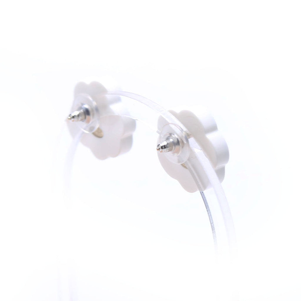 Chanel Camellia Flower Resin Earrings Black/White