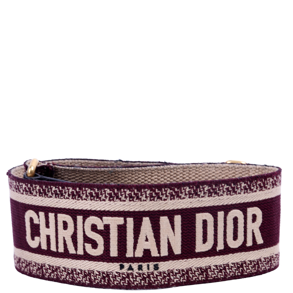 Christian Dior Logo Wide Non-Adjustable Strap Burgundy
