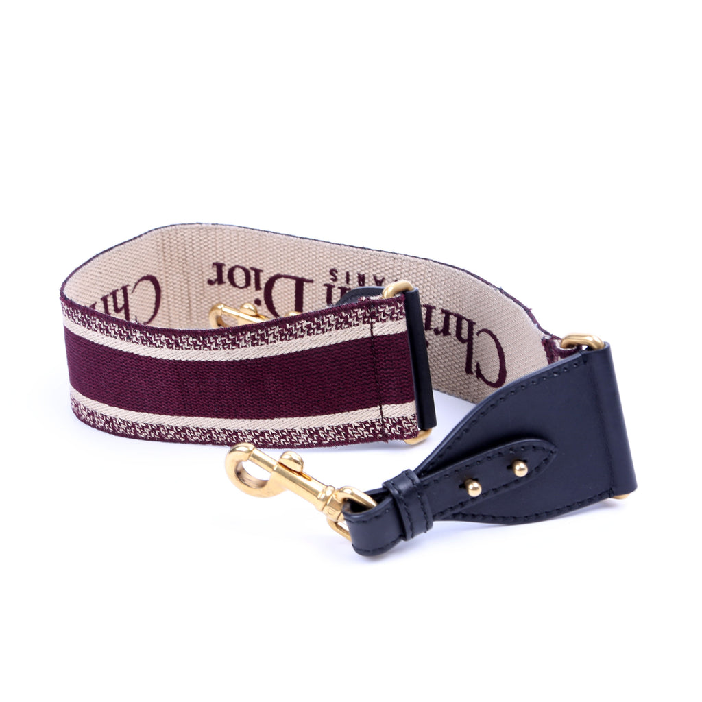 Christian Dior Logo Wide Non-Adjustable Strap Burgundy