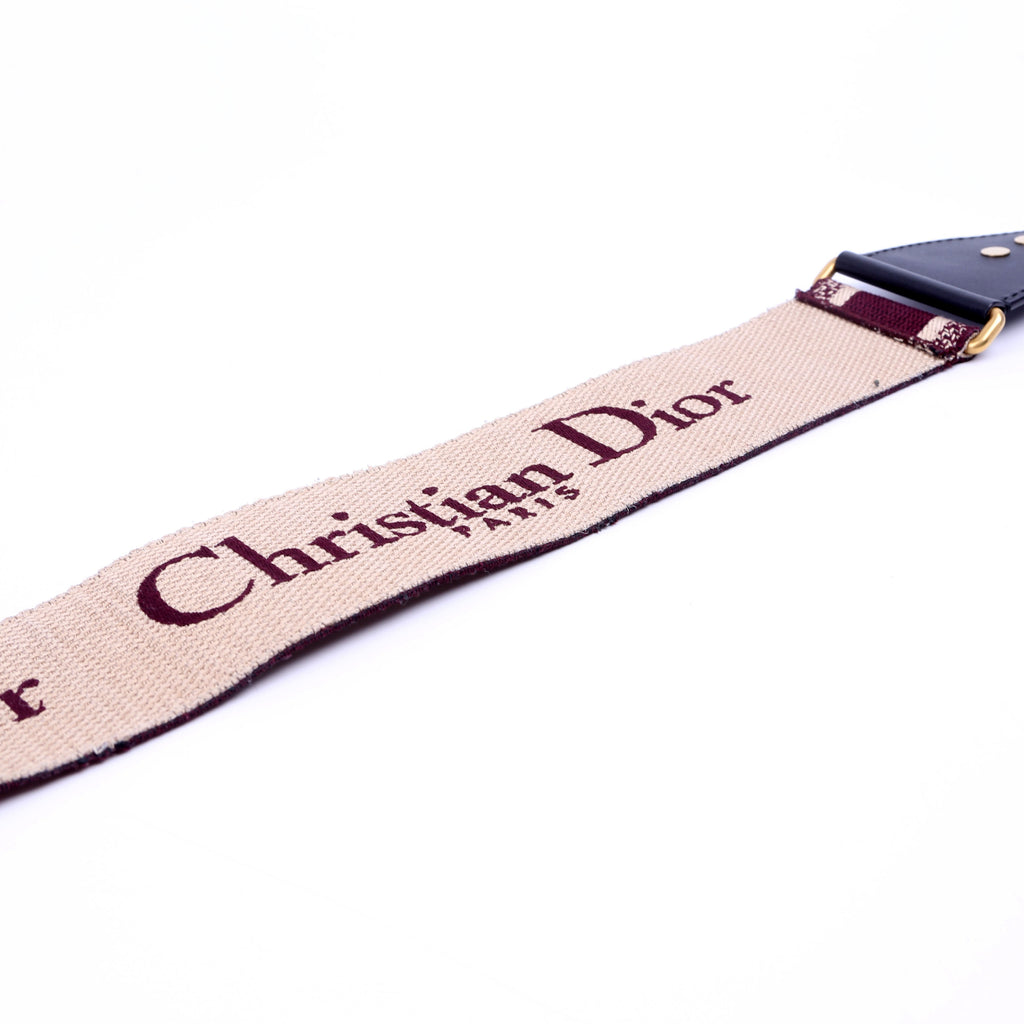 Christian Dior Logo Wide Non-Adjustable Strap Burgundy