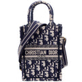 Christian Dior Oblique Mini Book Tote Phone Bag With Strap Navy/Beige