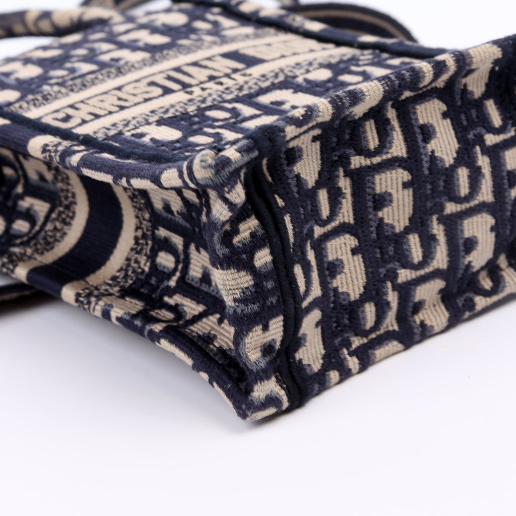 Christian Dior Oblique Mini Book Tote Phone Bag With Strap Navy/Beige