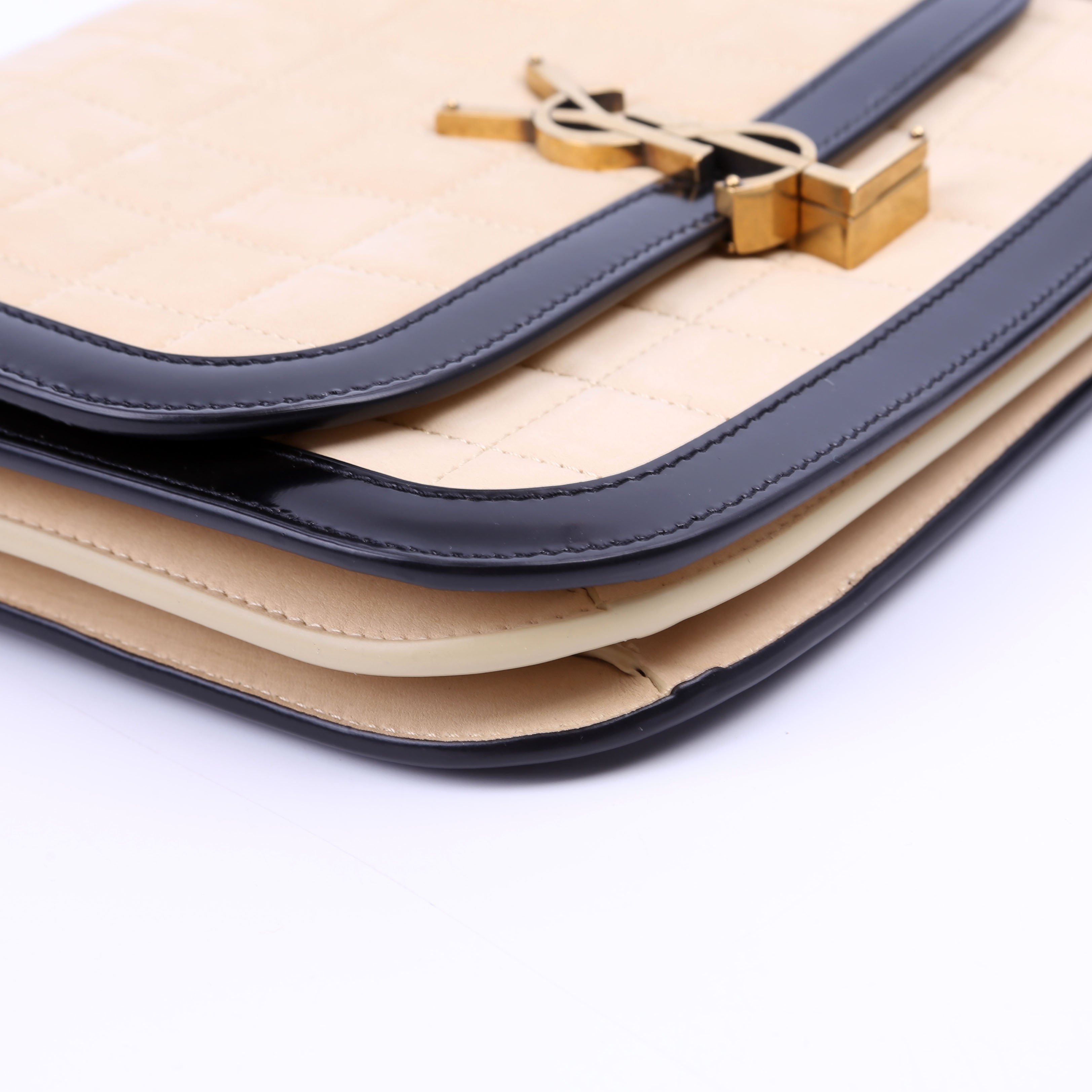 Saint Laurent 733704 Solferino Medium Nubuck Beige/Black