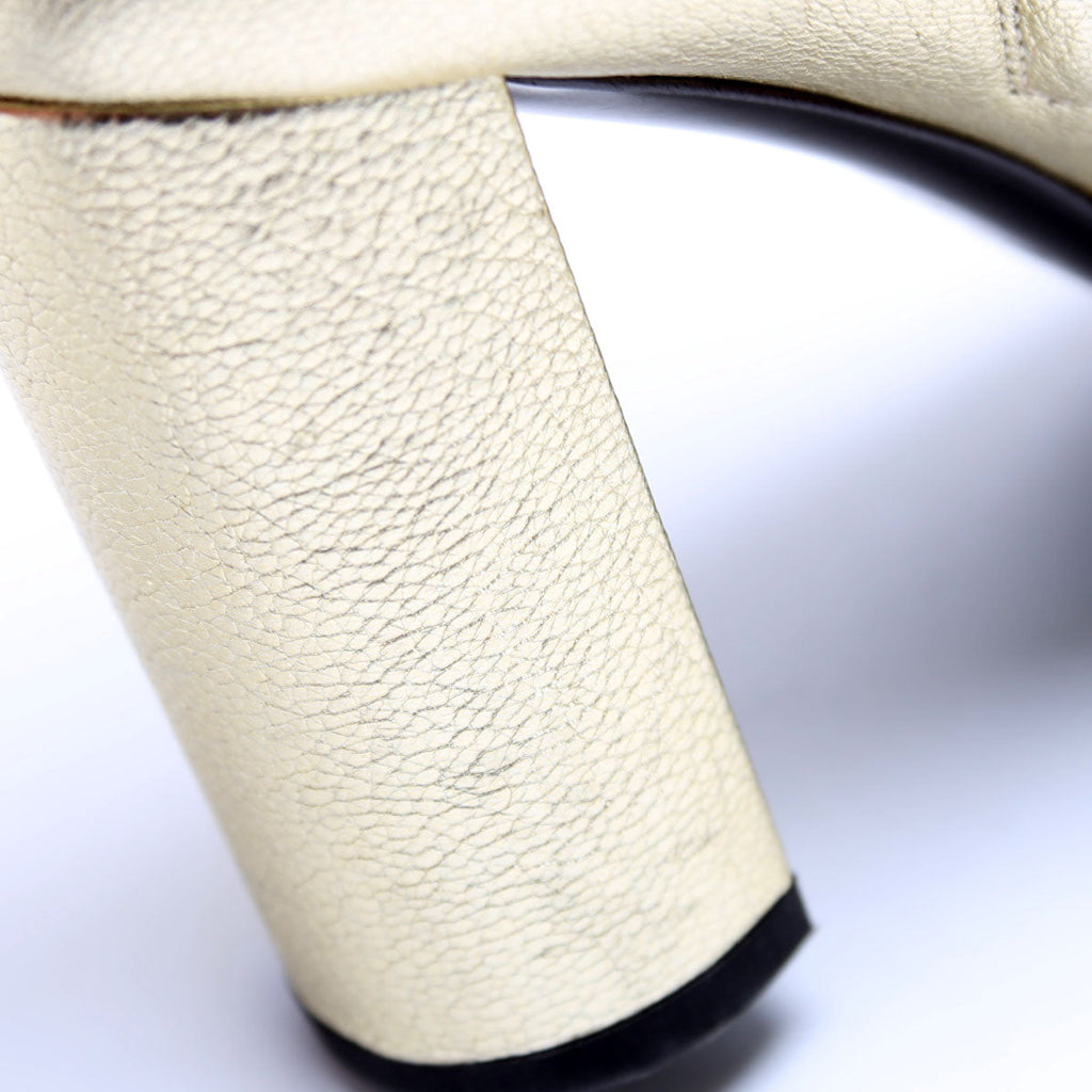 Saint Laurent Loulou Metallic Ankle Boots Size 35.5 Champagne